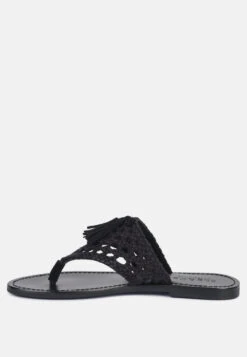 BEECH Handwoven Natural Black Suede Tassel Thong Flats -Rag & Co Shop 1 3e1fe1f1 c71c 4bcc aac8 95ef7ceeef26