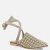 Asante Crisscross Beaded Veil Velvet Mules In Taupe