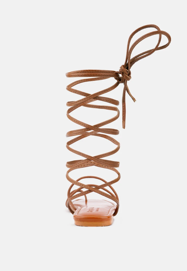 AMATHA Tan Essential Toe Ring Summer Leather Flats 7 AMATHA Tan Essential Toe Ring Summer Leather Flats - Image 5