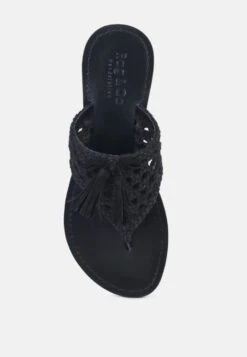 BEECH Handwoven Natural Black Suede Tassel Thong Flats -Rag & Co Shop 3 94afc158 15a5 457d 8212 0bbdf89dead0