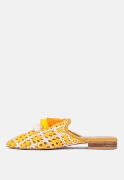 MARIANA Yellow Woven Flat Mules With Tassels -Rag & Co Shop 4 2f6f8460 b30b 4849 8540 3e5635000b15