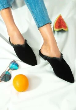 MOLLY Black Frayed Leather Mules -Rag & Co Shop 5 537881a6 aaad 44c8 aaff 8c396648f713