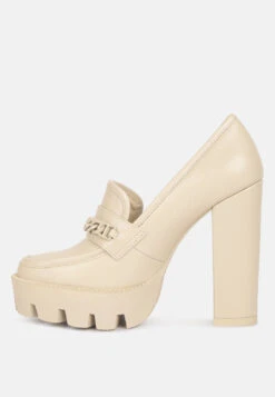 CORINNE Beige Chain Embellished Chunky Loafers -Rag & Co Shop 762X110003 612be514 eecb 4fd5 9ece efd4fb4cd07e