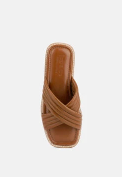 EURA Tan Quilted Leather Flats -Rag & Co Shop 8