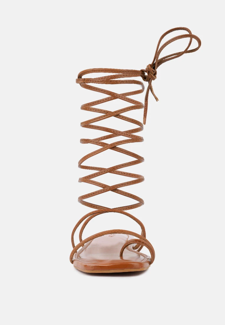 AMATHA Tan Essential Toe Ring Summer Leather Flats 5 AMATHA Tan Essential Toe Ring Summer Leather Flats - Image 3