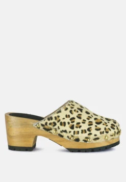 Rag & Co Shop -Rag & Co Shop ACERFineSuedePrintedLeopardClogSlidesinBeige RCSH2787 BeigeLeopard 1