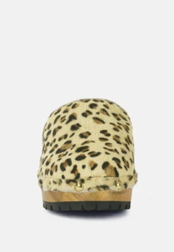 ACER Fine Suede Printed Leopard Clogs Slides In Beige -Rag & Co Shop ACERFineSuedePrintedLeopardClogSlidesinBeige RCSH2787 BeigeLeopard 5