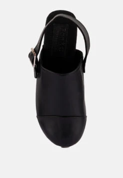 ALONA Black Slingback High Block Heeled Clogs -Rag & Co Shop ALONABlackSlingbackHighBlockHeeledClogs RCSH2957 Black 8