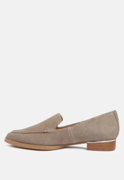 ANNA Taupe Suede Leather Loafers -Rag & Co Shop ANNATaupeSuedeLeatherLoafers RCSH2232 Taupe 2