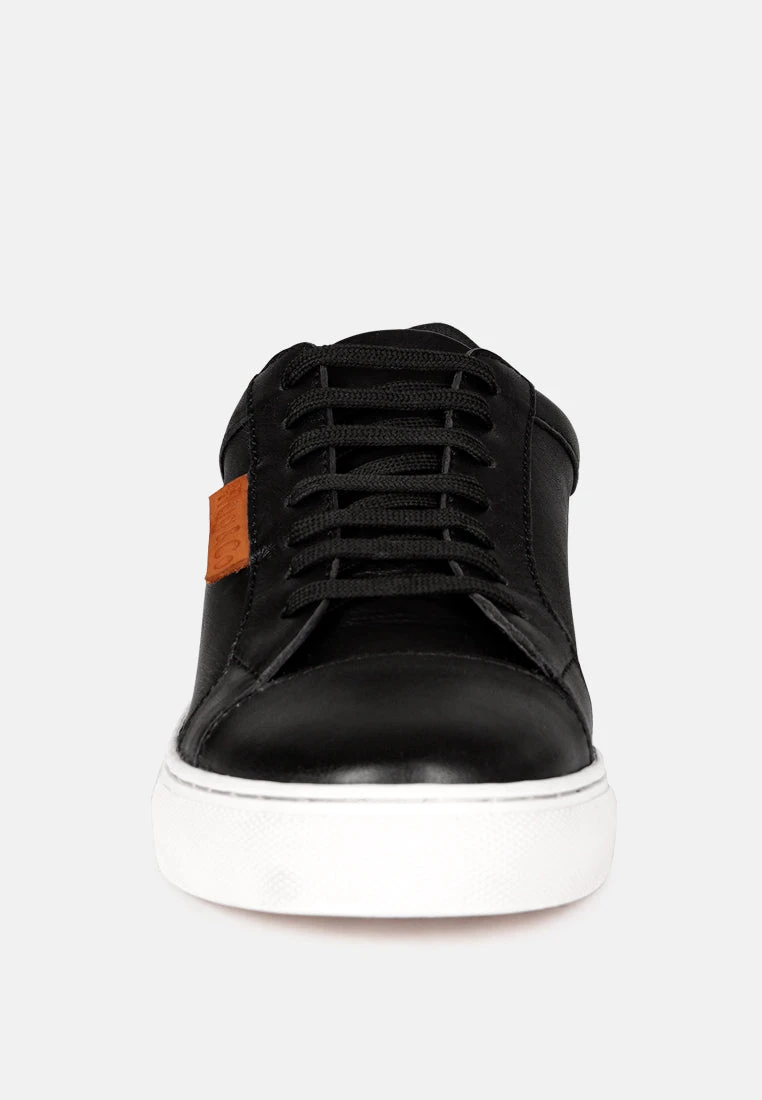 ASHFORD Black Fine Leather Handcrafted Sneakers 5 ASHFORD Black Fine Leather Handcrafted Sneakers - Image 3