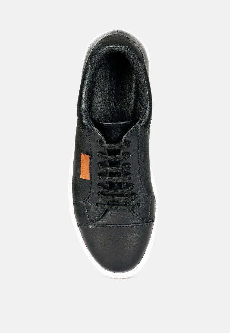ASHFORD Black Fine Leather Handcrafted Sneakers 8 ASHFORD Black Fine Leather Handcrafted Sneakers - Image 6