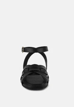 ASHTON Black Flat Ankle Strap Sandals 11 ASHTON Black Flat Ankle Strap Sandals -Rag & Co Shop ASHTONBlackFlatAnkleStrapSandals RCSH4099 BLACK 1