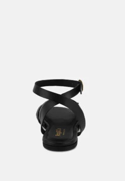 ASHTON Black Flat Ankle Strap Sandals 13 ASHTON Black Flat Ankle Strap Sandals -Rag & Co Shop ASHTONBlackFlatAnkleStrapSandals RCSH4099 BLACK 2