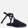 Asante Crisscross Beaded Veil Velvet Mules In Black