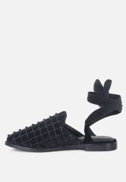 Asante Crisscross Beaded Veil Velvet Mules In Black -Rag & Co Shop AsanteCrisscrossBeadedVeilVelvetMulesinBlack RCSH2864 Black 3