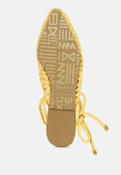 BARTSI Yellow Handwoven Tie Up Flat Mules -Rag & Co Shop BARTSIYellowHandwovenCottonTieUpMuleFlats RCSH2866 Yellow 7