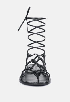 BAXEA Handcrafted Black Tie Up String Flats -Rag & Co Shop BAXEAHandcraftedBlackTieUpStringFlats RCSH2952 Black 4