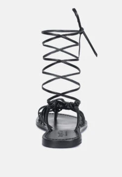 BAXEA Handcrafted Black Tie Up String Flats -Rag & Co Shop BAXEAHandcraftedBlackTieUpStringFlats RCSH2952 Black 5