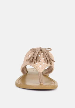 BEECH Handwoven Natural Latte Suede Tassel Thong Flats 10 BEECH Handwoven Natural Latte Suede Tassel Thong Flats -Rag & Co Shop BEECHHandwovenNaturalLatteSuedeTasselThongFlats RCSH2951 Latte 3