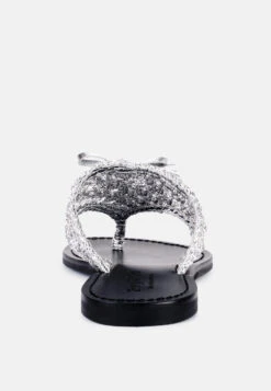 BEECH Handwoven Natural Silver Suede Tassel Thong Flats -Rag & Co Shop BEECHHandwovenNaturalSilverSuedeTasselThongFlats RCSH2951 Silver 6