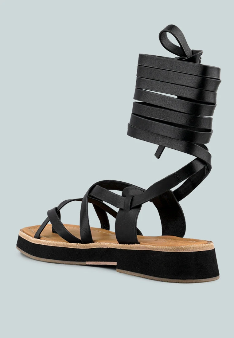 BLEDEL Black Lace Up Square Toe Gladiator Sandals 5 BLEDEL Black Lace Up Square Toe Gladiator Sandals - Image 3