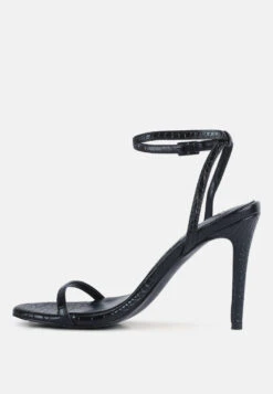 BLONDES Black Croc High Heeled Sandal -Rag & Co Shop BLONDESBlackCrocHighHeeledSandal RCSH3038 Black 2