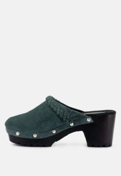 INCA Grey Fine Suede Leather Clogs -Rag & Co Shop BRAGAGreyFineSuedeHandcraftedPlatformSlides RCSH2956 Grey 5