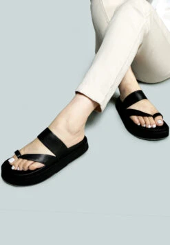 BULLOCK Slip-On Leather Sandal In Black -Rag & Co Shop BULLOCKSlip OnLeatherSandalinBlack RCSH2382 Black 6