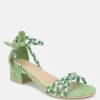 CANDANCE Green Block Heel Sandal