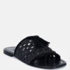 CEDAR Handwoven Natural Black Tassel Flats -Rag & Co Shop CEDARHandwovenNaturalBlackTasselFlats RCSH2950 Black 2
