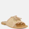 CEDAR Handwoven Natural Latte Tassel Flats