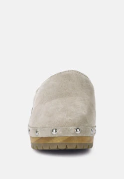 CEDRUS Fine Suede Studded Clogs Mules In Beige -Rag & Co Shop CEDRUSFineSuedeStuddedClogMulesinBeige RCSH2783 Beige 5