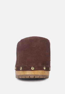 CEDRUS Fine Suede Studded Clogs Mules In Brown -Rag & Co Shop CEDRUSFineSuedeStuddedClogMulesinBrown RCSH2783 Brown 5