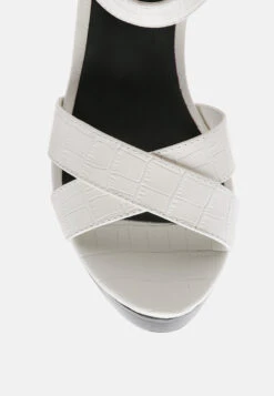 DOLPH Stack Block Heeled Sandal In Nude -Rag & Co Shop CHYPREHighHeeledBlockSandalInWhite RCSH2483 White 3