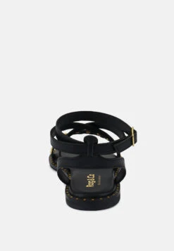 CORRIANE Studs Embellishment Black Strappy Sandals -Rag & Co Shop CORRIANEStudsEmbellishmentBlackStrappySandals RCSH4093 black 4