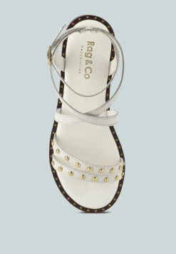 CORRIANE Studs Embellishment Off White Strappy Sandals -Rag & Co Shop CORRIANEStudsEmbellishmentOffWhiteStrappySandals RCSH4093 OFFWHITE 1