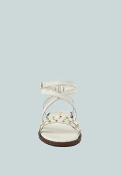 CORRIANE Studs Embellishment Off White Strappy Sandals -Rag & Co Shop CORRIANEStudsEmbellishmentOffWhiteStrappySandals RCSH4093 OFFWHITE 2