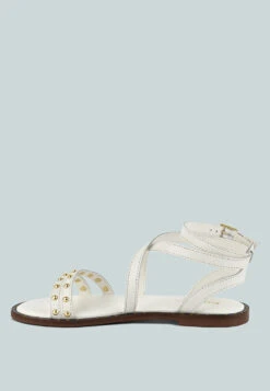 CORRIANE Studs Embellishment Off White Strappy Sandals -Rag & Co Shop CORRIANEStudsEmbellishmentOffWhiteStrappySandals RCSH4093 OFFWHITE 3