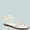 CORRIANE Studs Embellishment Off White Strappy Sandals -Rag & Co Shop CORRIANEStudsEmbellishmentOffWhiteStrappySandals RCSH4093 OFFWHITE 8