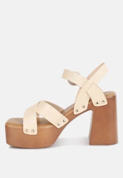 CRISTINA Cross Strap Embellished Heels In Beige -Rag & Co Shop CRISTINACrossStrapEmbellishedHeelsinBeigeRCSH4210Beige 4