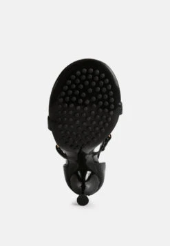 DAKOTA Metal Chain Embellishment Sandals In Black -Rag & Co Shop DAKOTABlackMetalChainMidHeelSandals RCSH3144 Black 6