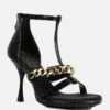 DAKOTA Metal Chain Embellishment Sandals In Black