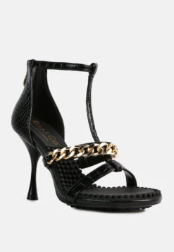 DAKOTA Metal Chain Embellishment Sandals In Black