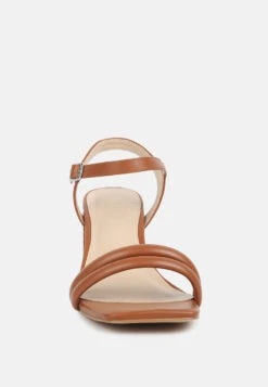 EDYTA Ankle Strap Block Heel Sandals In Tan -Rag & Co Shop EDYTAAnkleStrapBlockHeelSandalsinTan RCSH4171Tan 1 3