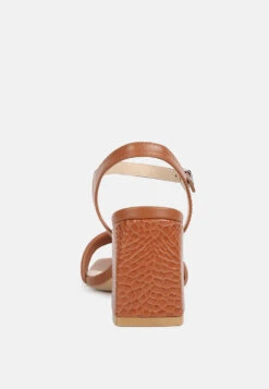 EDYTA Ankle Strap Block Heel Sandals In Tan -Rag & Co Shop EDYTAAnkleStrapBlockHeelSandalsinTan RCSH4171Tan 1 6