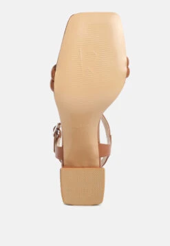 EDYTA Ankle Strap Block Heel Sandals In Tan -Rag & Co Shop EDYTAAnkleStrapBlockHeelSandalsinTan RCSH4171Tan 1 7