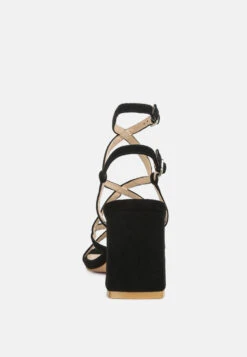 FIORELLA Black Strappy Block Heel Sandals -Rag & Co Shop FIORELLABlackStrappyBlockHeelSandals RCSH4187 black 6