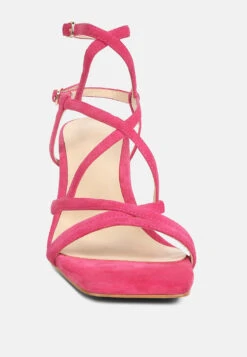 FIORELLA Fuchsia Strappy Block Heel Sandals -Rag & Co Shop FIORELLAFuchsiaStrappyBlockHeelSandals RCSH4187 fuchsia 10