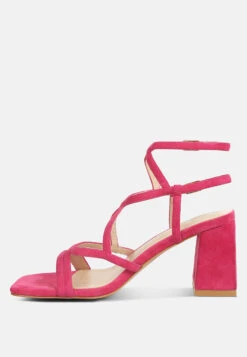 FIORELLA Fuchsia Strappy Block Heel Sandals -Rag & Co Shop FIORELLAFuchsiaStrappyBlockHeelSandals RCSH4187 fuchsia 6