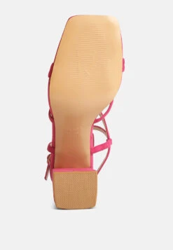 FIORELLA Fuchsia Strappy Block Heel Sandals -Rag & Co Shop FIORELLAFuchsiaStrappyBlockHeelSandals RCSH4187 fuchsia 8